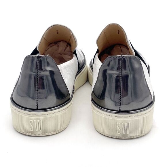 Stuart Weitzman Boyband Argento Velvet Platform Sneaker Silver Platinum Size 8 - Picture 9 of 16